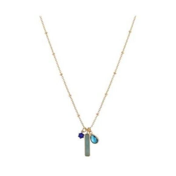 Unwritten 14k Gold Flash Plated Amazonite Charm Necklace - Blue NWT - Picture 1 of 1